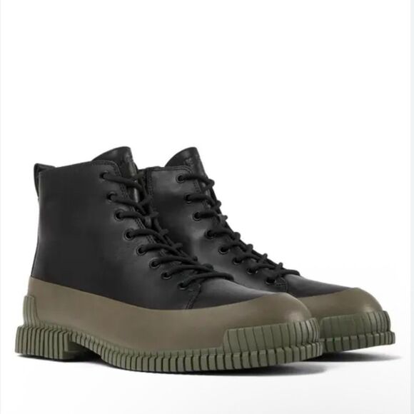 Camper Pix Chelsea Boot Leather black and army green 39/8-8.5 - Picture 1 of 12